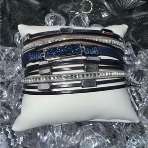 Ryze party vegan leather Elegant Silver and Blue Women's Bracelet new in bag